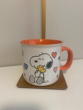 Snoopy Coffee Mug w/Woodstock White 20 oz. Double Sided by GIBSON